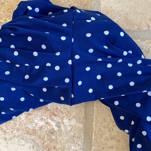 QUACKER FACTORY NAVY DOTTED WIDE LEG PANTS Womens L Flowy beach Nautical QVC - Picture 6 of 12